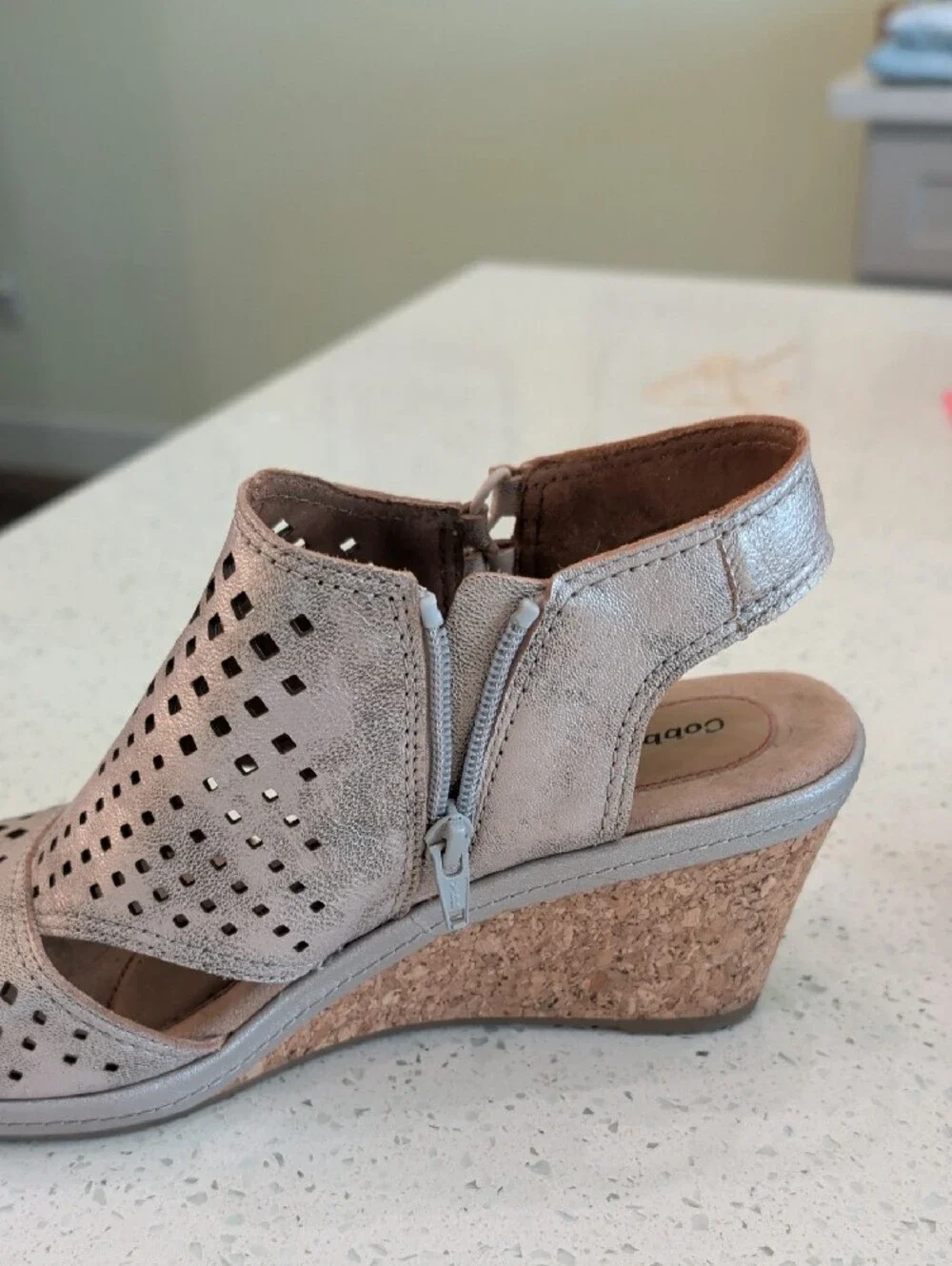 Cobb Hill by New Balance Rose Gold Laser-Cut Slingback Sandals